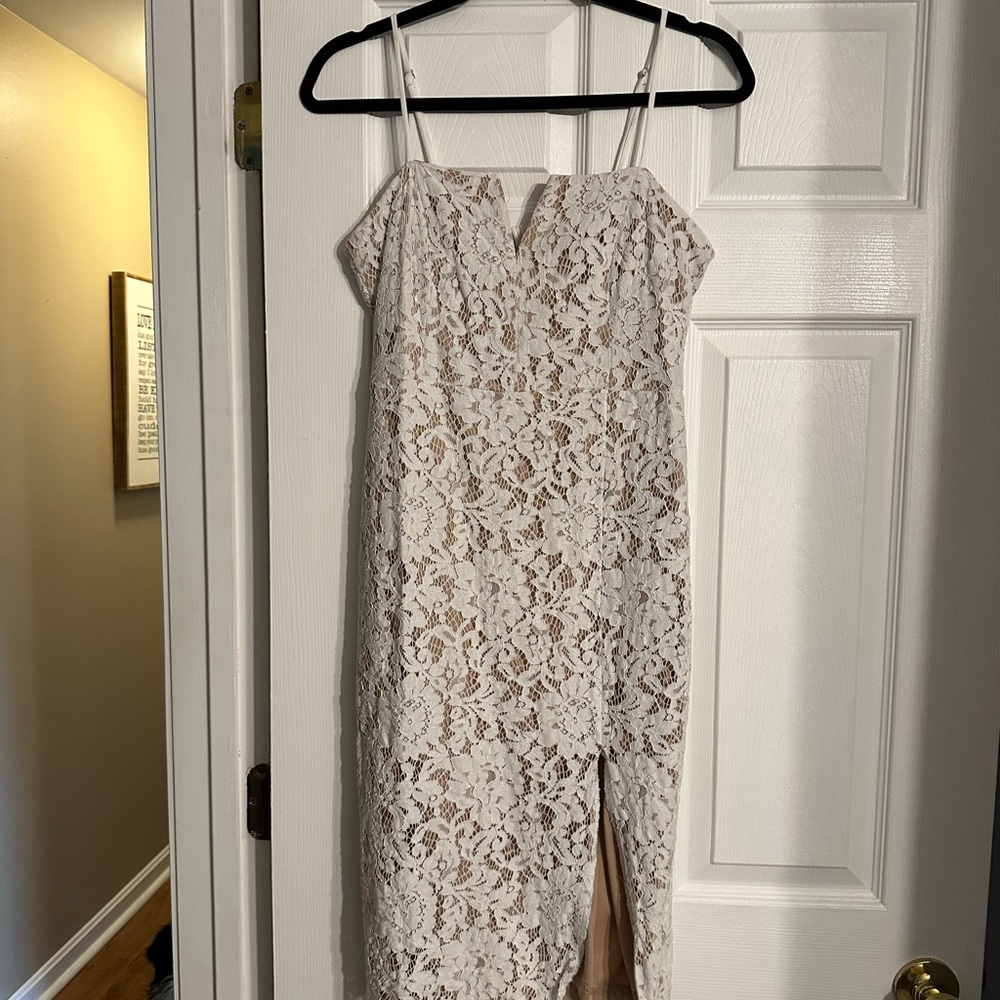 Lulu's Tan Sleeveless Sheath Dress with Slit